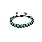 Silindir Kesim Makrome Örgülü Yeşil Varisit-Hematit Kombinli Doğaltaş Kadın Bileklik