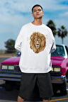 Lion Tasarım Baskılı Unisex Oversize Aslan Sweatshirt