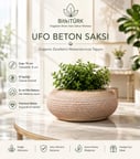 UFO Beton Saksı 19 cm El Yapımı Dekoratif Beton Saksı Modern İç Mekan Bonsai Sukulent Kaktüs Saksısı