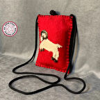 Uretti - Tülin 3528 - El Yapımı Nakış İşlemeli Keçe Çapraz Çanta - Kırmızı