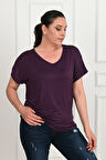Kadın V Yaka Büyük Beden T-shirt 1486-23