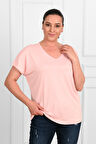 Kadın V Yaka Büyük Beden T-shirt 1486-23