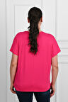 Kadın V Yaka Büyük Beden T-shirt 1486-23