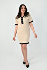 Kadın Büyük Beden Düğme Detaylı Elbise 5205-24