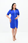 Kadın Büyük Beden Kısa Kollu Yaka Detaylı Elbise 5213-24