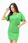 Kadın Kısa Kollu Cep Detaylı Elbise 5221-24