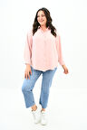 Kadın Büyük Beden Bağlama Detaylı Gömlek 1709-25
