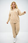 Kadın Büyük Beden Kapüşonlu Fermuar Detaylı Eşofman Takımı 8130-25