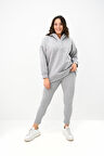 Kadın Büyük Beden Kapüşonlu Çıtçıt Detaylı Tayt Takım 8154-25