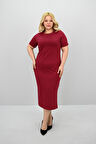 Kadın Büyük Beden Kısa Kollu Yırtmaç Detaylı Basic Elbise 5309-25
