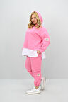Kadın Büyük Beden Uzun Kollu Kapüşonlu Lastik Paça Eşofman Takımı 8180-25