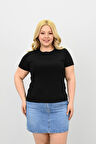 Kadın Büyük Beden Kısa Kollu Bisiklet Yaka Basic T-shirt 1965-25