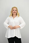 Kadın Büyük Beden Fırfır Detaylı Gömlek 1720-25-1