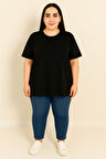 Kadın Büyük Beden Kısa Kollu Basic Oversize T-shirt 1976-25