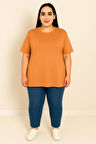 Kadın Büyük Beden Kısa Kollu Basic Oversize T-shirt 1976-25