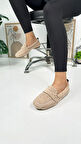 Günlük Kadın Loafer Peluş Astarlı  Oval Burunlu Alçak Desenli Tabanlı Ayakkabı 375