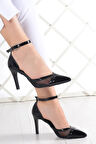 Liana Siyah Rugan Fileli Stiletto