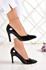 Veronica Siyah Rugan Jatqılı Stiletto 9 cm.
