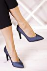 Victoria Lacivert Saten Jatqılı Abiye Stiletto