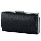 Siyah Saten Kristal Taşlı Metal Saplı Abiye El Çantası