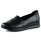 Mammina Siyah Hakiki Deri Çapraz Bant Detaylı Slip-On Günlük Ayakkabı