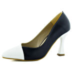 Erkan Saçmacı Jatqılı Plus Lacivert Beyaz İnce Kadeh Topuklu Klasik Ayakkabı