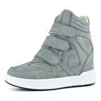 Talvi Gri Süet Yuvarlak Burun Cırt Cırtlı Gizli Dolgu Topuklu Günlük Bot