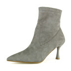 Kimberly Vizon Süet Streç Sivri Burun Fermuarlı İnce Topuklu Günlük Bot