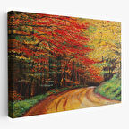 Orman Yolu Yağlıboya Görünüm Dekoratif Kanvas Duvar Tablosu-3764