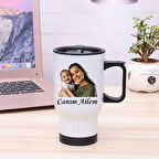 Kişiye Özel Kulplu Fotoğraflı Çelik Bardak Termos - 450mlt