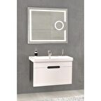 OLIMPIA 80 CM BANYO DOLABI  LED MERCEK AYNALI ANTRASİT / BEYAZ -  BOY DOLAP HARİÇ