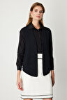 On Kadın Önü Açık Uzun Örme Yelek 65908 Siyah