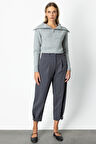 On Kadın Paçası Düğmeli Fleto Cepli Pantolon 64137 Antrasit