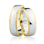 Harem Altın Sarı Beyaz Şeritli Altın Alyans 3805-2