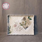 Uretti - Gülnur 8452 - 2485 El Yapımı Sunumluk Dekoratif Ahşap Tepsi - Gri