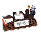 Kişiye Özel İsimli Ahşap Masa Üstü İsimlik | Kalemlik ve Kartvizitlikli