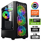 Xaser Delux X34 Ryzen 5 7500F 16GB DDR5 Ram 1TB M.2 NVMe SSD 8GB RTX4060 Ti Masaüstü Oyuncu Bilgisayarı