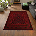 Afgan Türkmen Otantik Desenli Dokuma Kırmızı Oturma Odası Salon Mutfak Halısı Yolluk X380A 