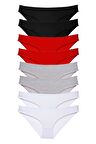 8 adet Süper Eko Set Likralı Kadın Slip Külot Siyah Kırmızı Gri Beyaz