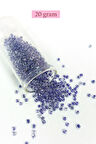 Dökme Cam Kum Boncuk (8/0) 3 mm - 20 Gram - Şeffaf Mor Beyaz - BNC181