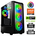 Xaser Delux X21 Ryzen 5 8400F 32GB DDR5 Ram 512GB M.2 NVMe SSD 8GB RTX4060 Masaüstü Oyuncu Bilgisayarı