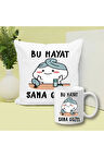 Bu Hayat Sana Güzel Tasarımlı Yastık Ve Kupa Bardak Hediye Seti