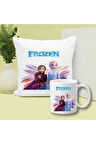 Frozen Elsa Baskılı Kupa ve Yastık Hediyelik Set Arkadaşa Hediye