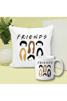 Friends Baskılı Kupa ve Yastık Hediyelik Set Arkadaşa Hediye
