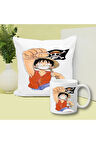 Anime Baskılı Kupa ve Yastık Hediyelik Set Arkadaşa Hediye