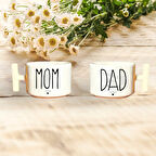 Hediyemi  Mom Dad The Best Baskılı Çift 2'li Beyaz T Kulp Kupa Bardak