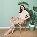 Over Sleep 1818 Kadın Kısa Kol Uzun Alt Yazlık Modal Pijama Takım