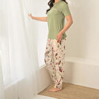 Rozalinda 3530 Kadın Yazlık Kısa Kol Uzun Alt Büyük Beden Pijama Takım