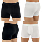 Şahinler E031 Erkek Likralı Boxer Külot 3Beyaz-3Siyah L