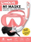 MOLYS M1 PROFESYONEL DALIŞ MASKESİ + MASKE KUTUSU + PRO FULL DRY TAM KURU ŞNORKEL + FREE DOM ANTI FOG BUĞU ÖNLEYİCİ FİLM